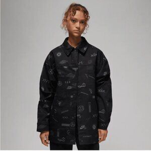 Air Jordan Women’s Trucker Jacket 23 Print Black Gray XS NWOT Canvas Skater